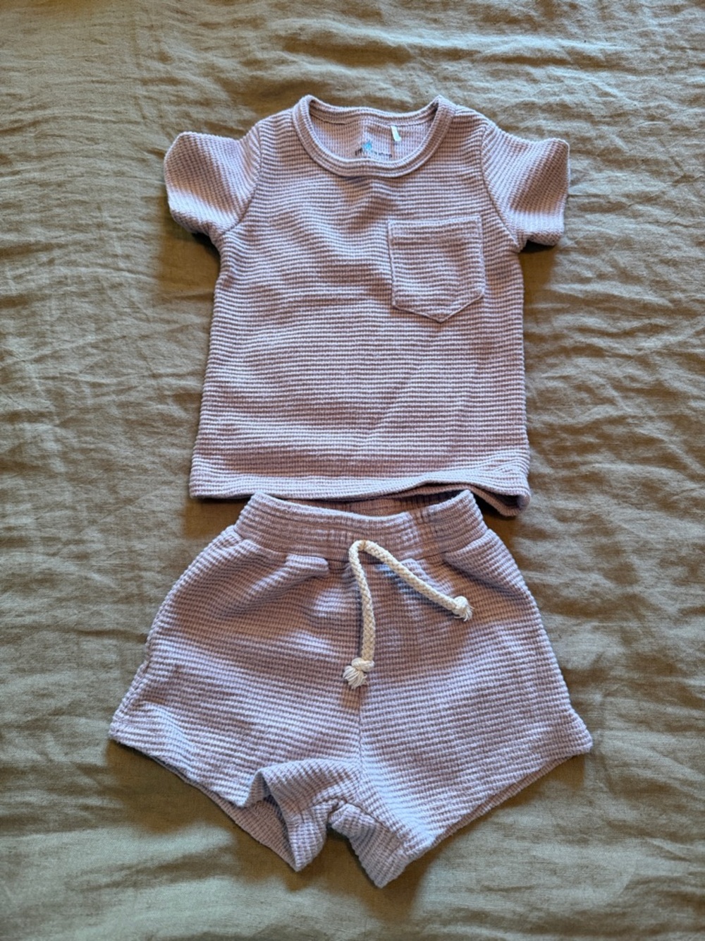 Little One Shop Waffle Short Set 12-18months